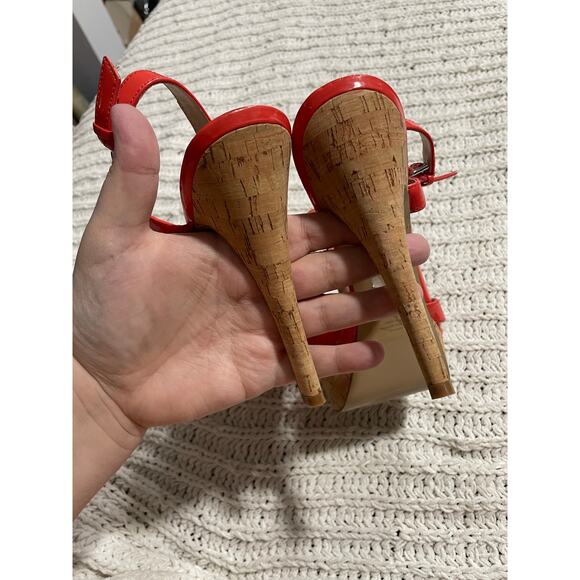 Guess Strappy Sandals WG Aleena T Platform Women's Size 9.5 Coral Orange Heels - Picture 10 of 11